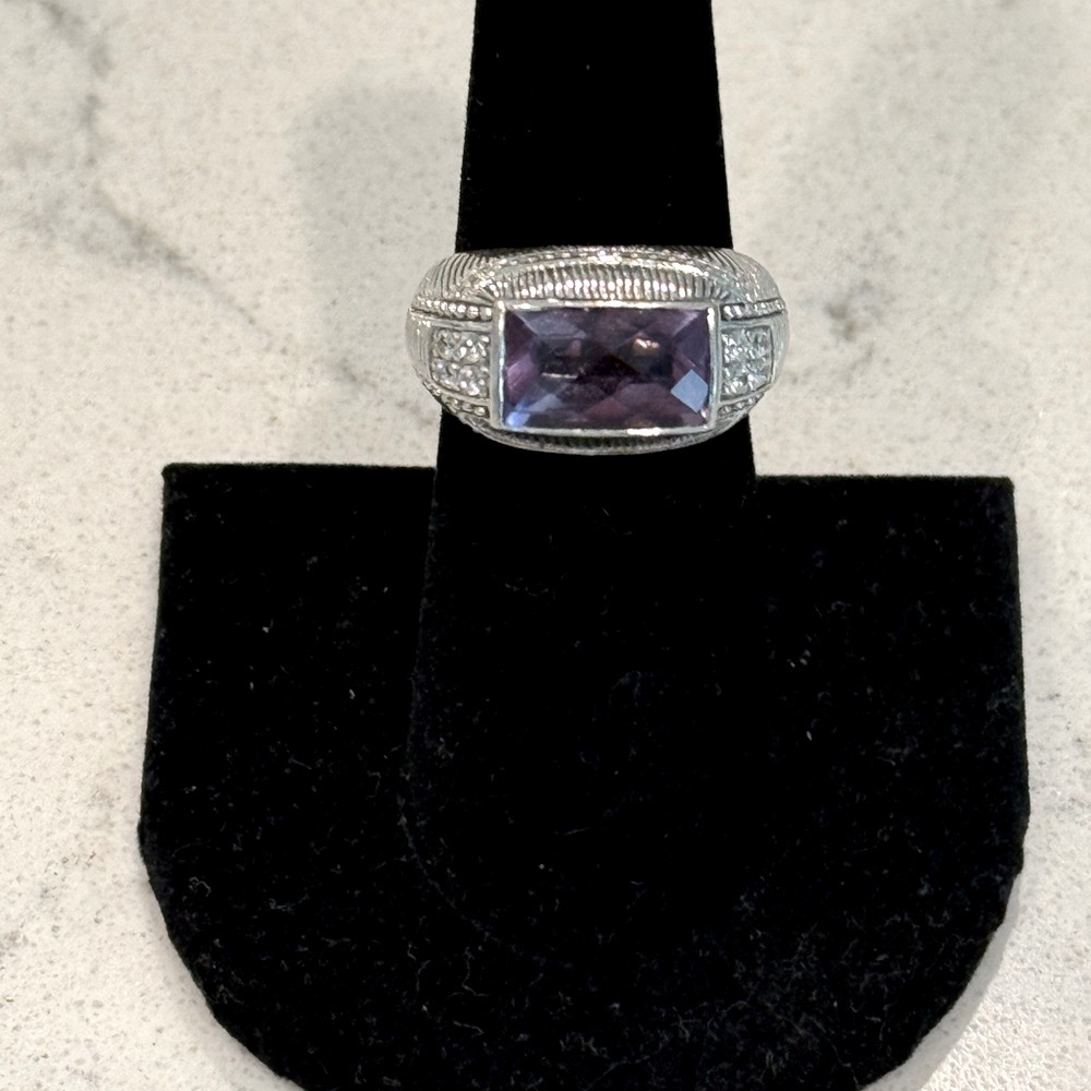 Judith Ripka Amethyst And Diamonique Sterling Silver Ring